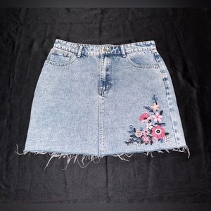 Audrey Parks x Francesca’s Blue Raw Vintage-Inspired Mini Skirt Women’s L NWT